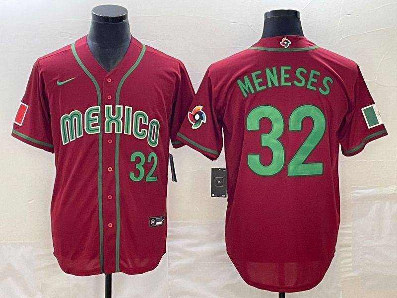Men 2023 World Cub Mexico #32 Meneses Red Nike MLB Jersey